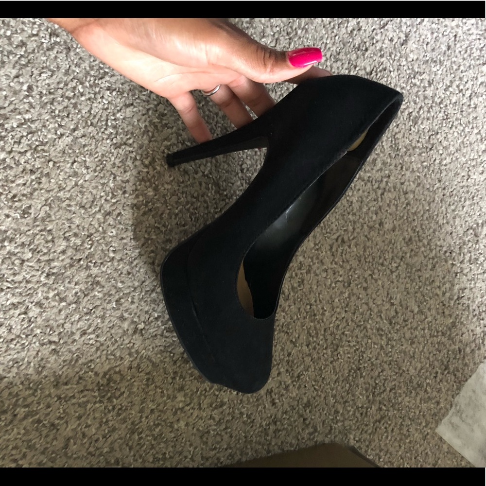 Black suede heel